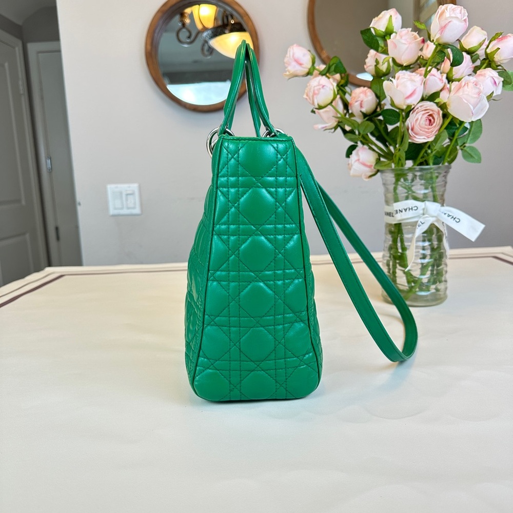 Dior Green Quilted Leather Lady Dior Top-Handle Shoulder Bag - Picture 3 of 16